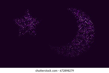 Dark Purple vector illustration which consist of circles. Dotted gradient design for your business. Creative geometric background in halftone style with colored spots.