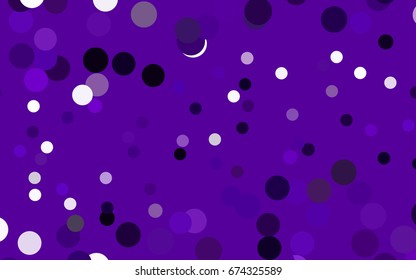 Dark Purple vector illustration which consist of circles. Dotted gradient design for your business. Creative geometric background in halftone style with colored spots.
