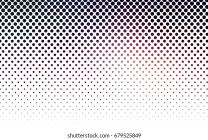 Dark Purple vector illustration which consist of circles. Dotted gradient design for your business. Creative geometric background in halftone style with colored spots.