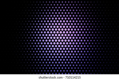 Dark Purple vector illustration which consist of circles. Dotted gradient design for your business. Creative geometric background in halftone style with colored spots.