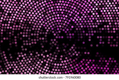 Dark Purple vector illustration which consist of circles. Dotted gradient design for your business. Creative geometric background in halftone style with colored spots.