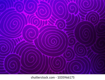 Dark Purple vector indian curved template. Brand-new colored illustration in blurry style with doodles. The pattern can be used for heads of websites and designs.