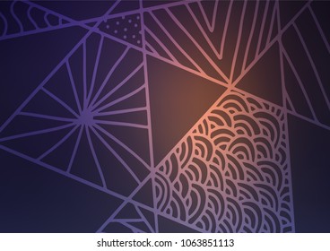 Dark Purple vector indian curved texture. A completely new color illustration in doodle style. Hand painted design for web, leaflet, textile.