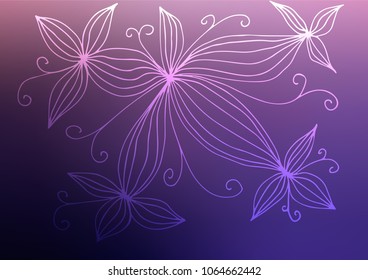 Dark Purple vector indian curved template. Brand-new colored illustration in blurry style with doodles. The pattern can be used for coloring books and pages for kids.