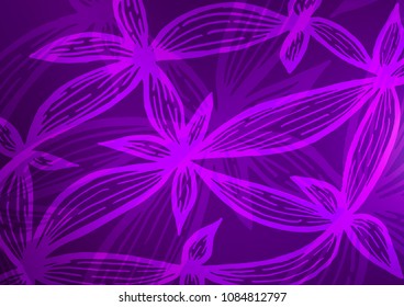 Dark Purple vector indian curved pattern. Glitter abstract illustration with doodles and Zen tangles. The doodle design can be used for your web site.
