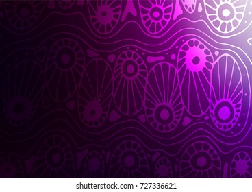 Dark Purple vector indian curved background. Modern geometrical abstract illustration with doodles. A completely new template for your business design.