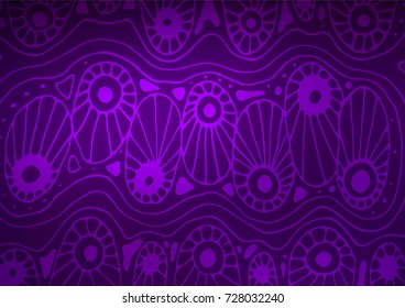 Dark Purple vector indian curved background. Colorful abstract illustration with lines in Asian style. The best blurred design for your business.