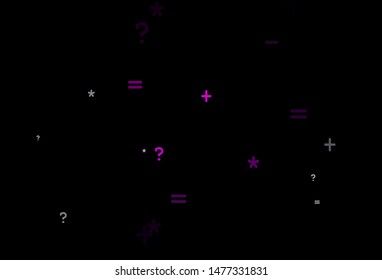Dark Purple vector layout with algebra elements. Illustration with Numeral symbols on abstract template. Smart design for university advert.