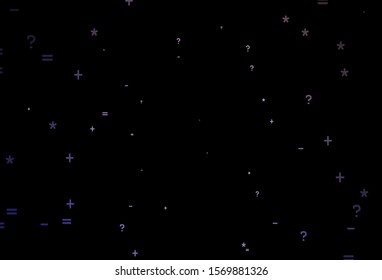 Dark Purple vector layout with algebra elements. Colored mathematic signs with gradient on white background. Template for landing page of typography.