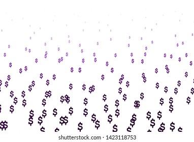 Dark Purple vector layout with banking symbols. Shining colored illustration with USD signs. Smart design for your business advert of economic, wealth.