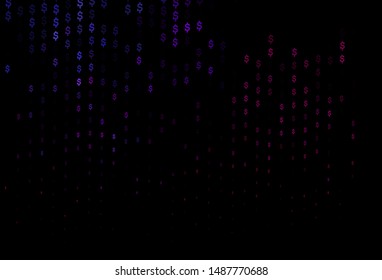 Dark Purple vector layout with banking symbols. Colored symbols of all currency on white background. The pattern can be used for financial, investment websites.