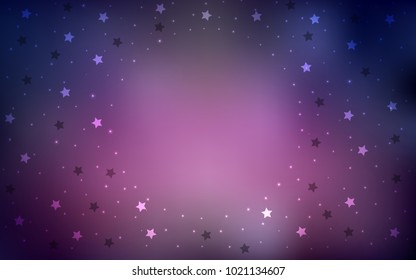 Dark Purple vector layout with bright stars. Modern geometrical abstract illustration with stars. Smart design for your business advert.
