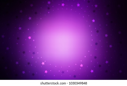 Dark Purple vector layout with bright stars. Decorative shining illustration with stars on abstract template. The template can be used as a background.