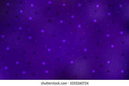 Dark Purple vector layout with bright stars. Decorative shining illustration with stars on abstract template. Smart design for your business advert.