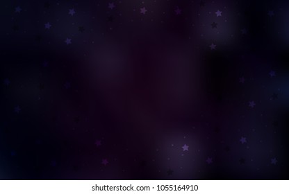 Dark Purple vector layout with bright stars. Blurred decorative design in simple style with stars. Smart design for your business advert.