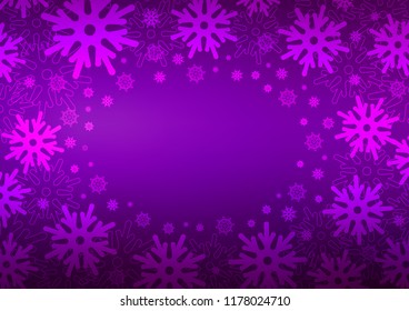 Dark Purple vector layout with bright snowflakes. Glitter abstract illustration with crystals of ice. New year design for your ad, poster, banner.