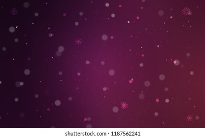 Dark Purple vector layout with bright snowflakes. Glitter abstract illustration with crystals of ice. The pattern can be used for new year ad, booklets.
