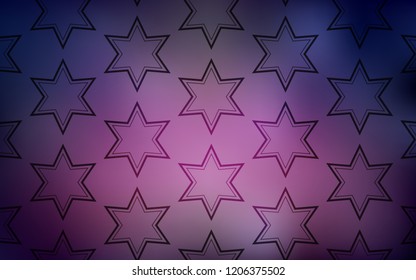 Dark Purple vector layout with bright stars. Modern geometrical abstract illustration with stars. Pattern for new year ad, booklets.