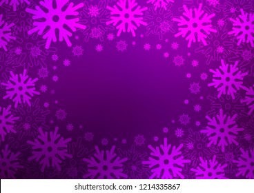 Dark Purple vector layout with bright snowflakes. Blurred decorative design in xmas style with snow. The template can be used as a new year background.