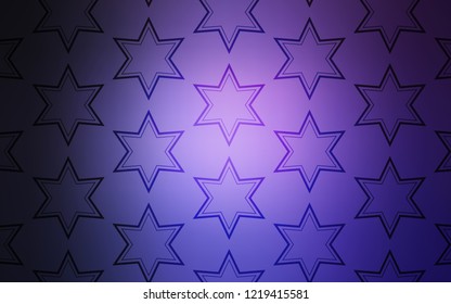 Dark Purple vector layout with bright stars. Shining colored illustration with stars. Pattern for new year ad, booklets.