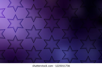 Dark Purple vector layout with bright stars. Shining colored illustration with stars. Best design for your ad, poster, banner.