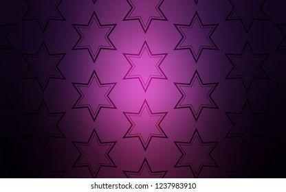 Dark Purple vector layout with bright stars. Decorative illustration with stars on abstract template. Best design for your ad, poster, banner.