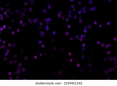 Dark Purple vector layout with bright snowflakes. Glitter abstract illustration with crystals of ice. New year design for your ad, poster, banner.