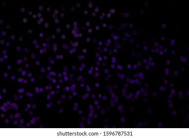 Dark Purple vector layout with bright snowflakes. Snow on blurred abstract background with gradient. The pattern can be used for year new  websites.