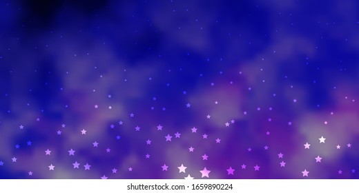 Dark Purple vector layout with bright stars. Colorful illustration with abstract gradient stars. Best design for your ad, poster, banner.
