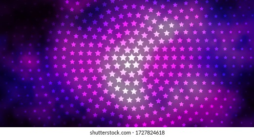 Dark Purple vector layout with bright stars. Colorful illustration in abstract style with gradient stars. Theme for cell phones.