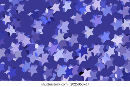 Dark Purple vector layout with bright stars. Shining colored illustration with stars. Smart design for your business advert.