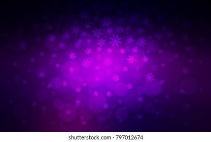 Dark Purple vector layout with bright snowflakes. Glitter abstract illustration with crystals of ice. The template can be used as a new year background.