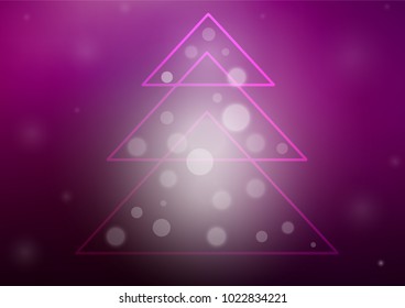 Dark Purple vector layout with a christmas tree. Decorative shining illustration with xmas tree on abstract template. The pattern can be used for new year ad, booklets.
