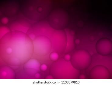 Dark Purple vector layout with circle shapes. Glitter abstract illustration with blurred drops of rain. The pattern can be used for aqua ad, booklets.