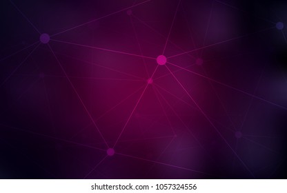 Dark Purple vector layout with circles, lines. Design with connection of dots and lines on colorful background. Pattern can be used for futuristic ad, booklets.
