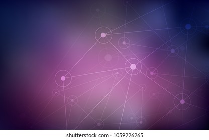 Dark Purple vector layout with circles, lines. Abstract illustration with colorful discs and triangles. Beautiful design for your business advert.