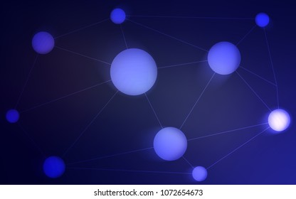 Dark Purple vector layout with circles, lines. Glitter abstract illustration with connection of triangle structure. Pattern can be used as texture of wallpapers.