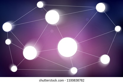 Dark Purple vector layout with circles, lines. Glitter abstract illustration with connection of triangle structure. Pattern can be used for beautiful websites.