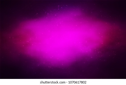 Dark Purple vector layout with cosmic stars. Shining colored illustration with bright astronomical stars. Template for cosmic backgrounds.