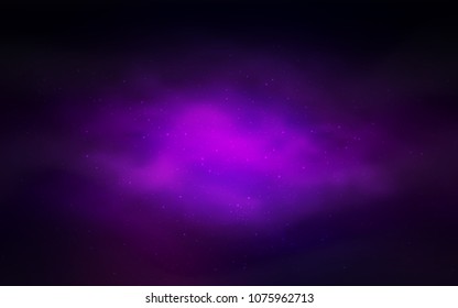 Dark Purple vector layout with cosmic stars. Glitter abstract illustration with colorful cosmic stars. Template for cosmic backgrounds.