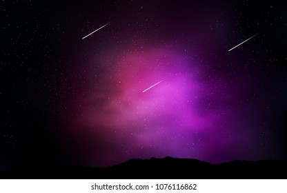Dark Purple vector layout with cosmic stars. Blurred decorative design in simple style with galaxy stars. Template for cosmic backgrounds.