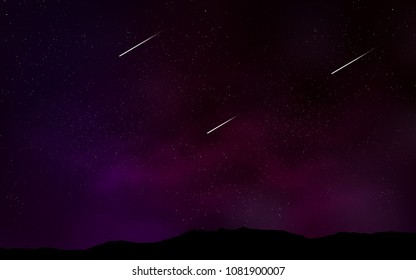 Dark Purple vector layout with cosmic stars. Blurred decorative design in simple style with galaxy stars. Pattern for futuristic ad, booklets.