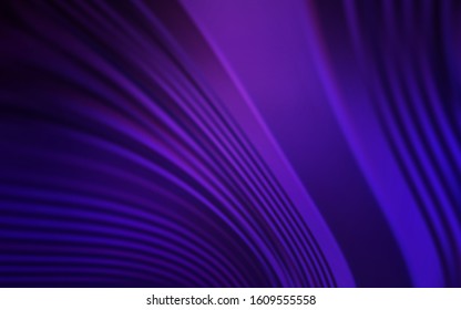 Dark Purple vector layout with curved lines. Glitter abstract illustration with wry lines. Template for cell phone screens.