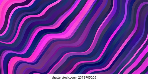 Diseño vector púrpura oscuro con curvas. Ilustración colorida con líneas curvas. Patrón de folletos, folletos.