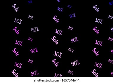 Dark Purple vector layout with discount of 30, 50, 90%. Colorful set of  percentage signs in simple style. Design for business ads, commercials.