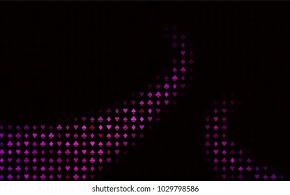 Dark Purple vector layout with elements of cards. Blurred decorative design of hearts, spades, clubs, diamonds. Pattern for leaflets of poker games, events.