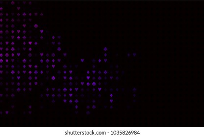 Dark Purple vector layout with elements of cards. Glitter abstract sketch with isolated symbols of playing cards. Pattern for ads of parties, events in Vegas.