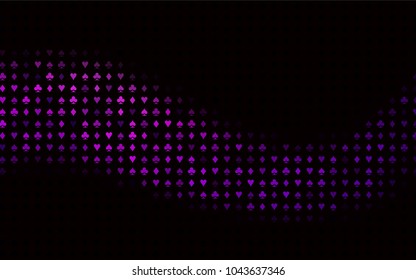 Dark Purple vector layout with elements of cards. Blurred decorative design of hearts, spades, clubs, diamonds. Pattern for leaflets of poker games, events.