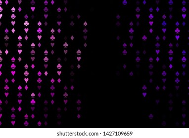 Dark Purple vector layout with elements of cards. Blurred decorative design of hearts, spades, clubs, diamonds. Pattern for ads of parties, events in Vegas.