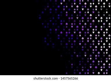Dark Purple vector layout with elements of cards. Blurred decorative design of hearts, spades, clubs, diamonds. Pattern for leaflets of poker games, events.